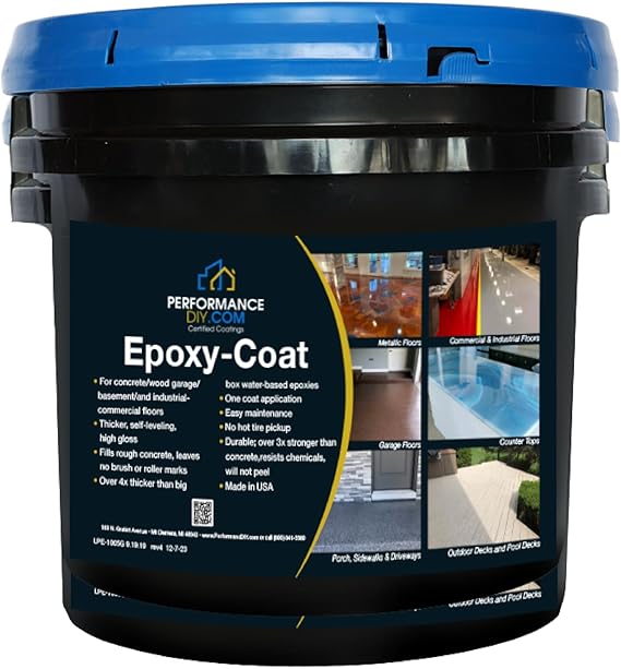 PerformanceDIY Good Full Kit Epoxy Floor Coating- Tan Base with Green Blend 1/4" Flakes-Light Flake Coverage,Covers 500 sq. ft.-for Garage,Basement, Patio,Commercial Floors,Concrete-Non-Toxic