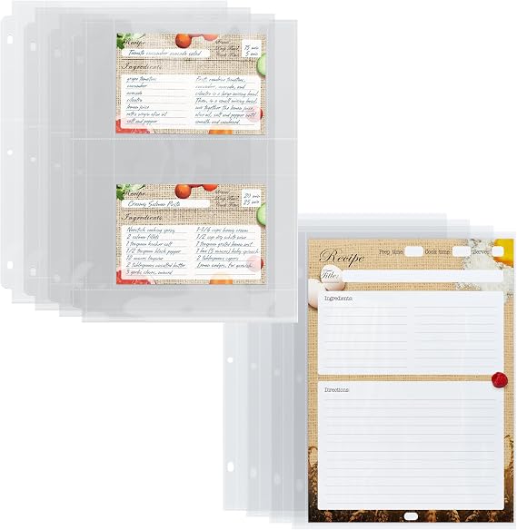 50 Recipe Card Plastic Sleeves with 50 Regular Plastic Sleeves