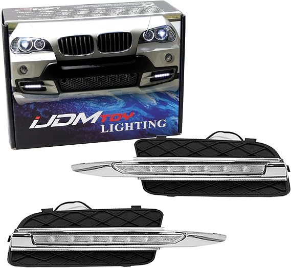 iJDMTOY Xenon White 18W High Power Lower Bumper Trim Replace LED Daytime Running Light DRL Lamps Compatible with 2007-2010 Pre-LCI BMW E70 X5