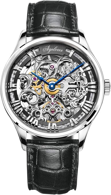 AGELOCER Men's Top Brand Skeleton Fashion Mechanical Automatic Luxury Stainless Steel Analog Watch