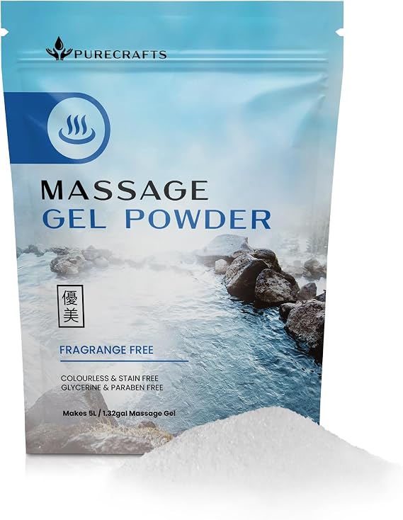 Massage Gel Powder 50g, Fragrance Free, Made in Japan | Slippery wellness massage gel, paraben & glycerin free. Water based, non-sticky. Makes up to 1.32 gallons
