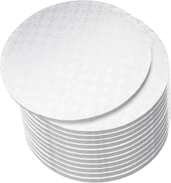 MOVINGSHOOT Spec101 Round Cake Drums, 12 Inch - 12pk White Cake Drum Boards with 1/2-Inch Thick Smooth-Edges