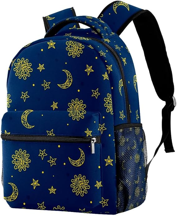 Laptop Backpack, Sun Moon and Sun Gipsy Durable School Backpack for College High School, Water Resistant Travel Hiking Ruckpack