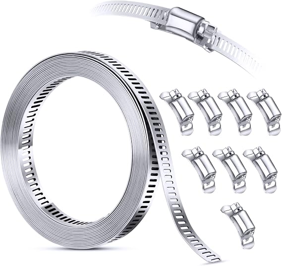 Stainless Steel Worm Gear Hose Clamp Assortment Kit, Cut-To-Fit