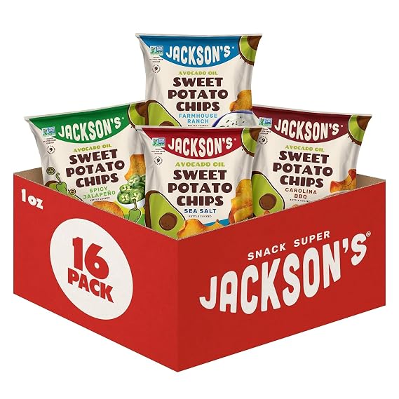 Jacksons Sweet Potato Chips made with Premium Avocado Oil - Allergen-friendly, Gluten Free, Peanut Free, Vegan, Paleo Friendly - Shark Tank Product