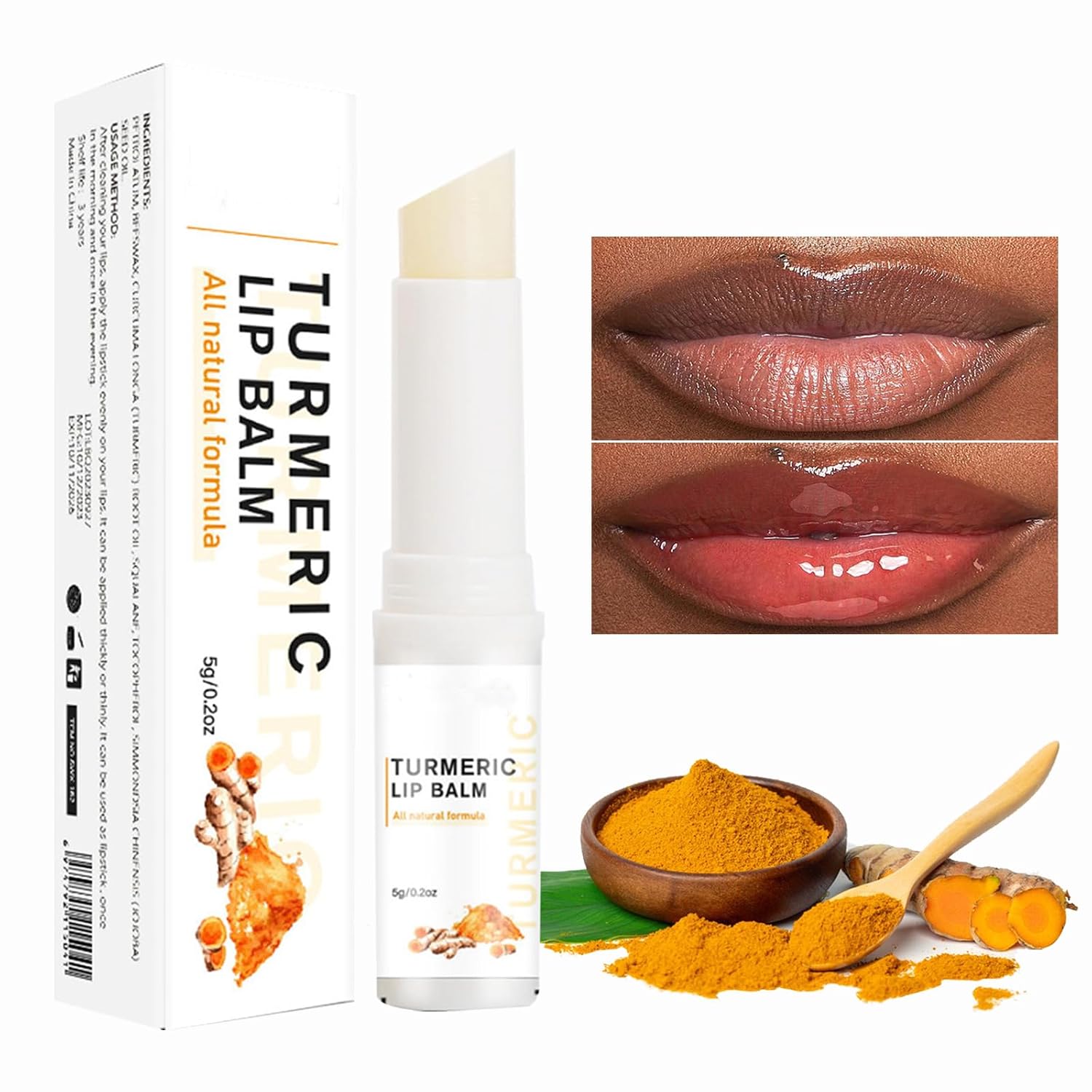 Lip Lightening for Dark Lips, Turmeric Lip Balm for Smokers, Lip Brightener for Smokers Dark Lip, Lip Scrub for Dark Lips to Lighten, Lip Exfoliator Scrub for Lip Softening & Hydration 1pcs