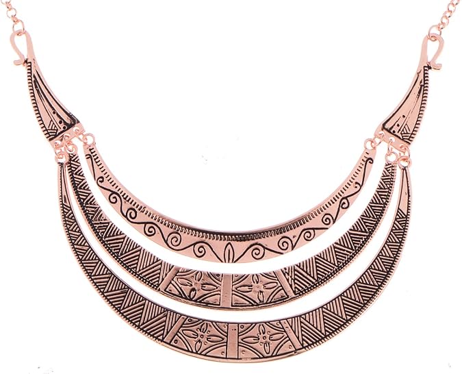 Alilang Vintage Egyptian Crescent Moon Shaped Bib Adjustable Statement Necklace