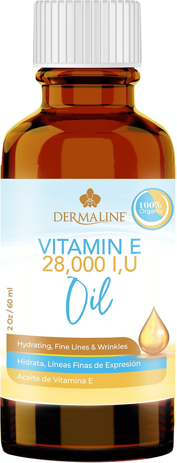 DERMALINE Organic Vitamin E Oil 28,000 I.U. Daily Skin Moisturizer for Skin