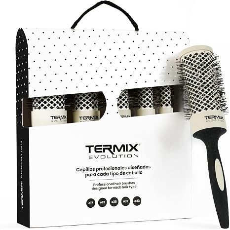 Pack Termix Evolution Soft - Hairbrush for thin hair with ionized bristles specially for thin and delicate hair- It includes 5 diametres Ø 17 23 28