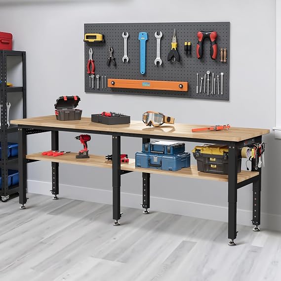 Albott 96-Inch Adjustable 2-Tier Workbench