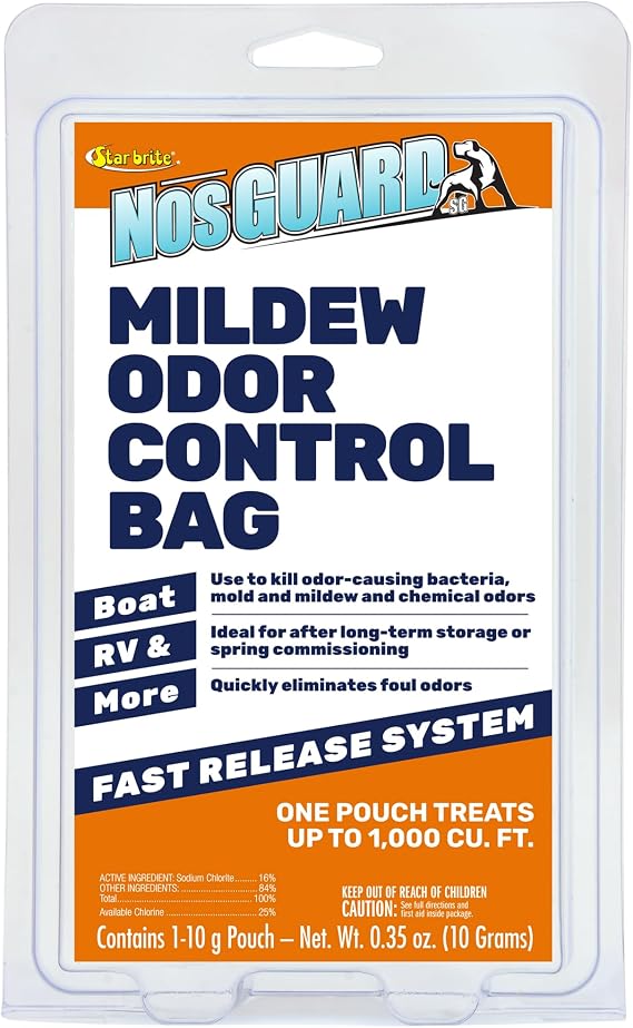 STAR BRITE Nos Guard SG Mold/Mildew Odor Control, Slow Release | Slow-release vapor system treats up to 1,000 cubic feet per pouch, for basements, lockers, cabins, enclosed areas