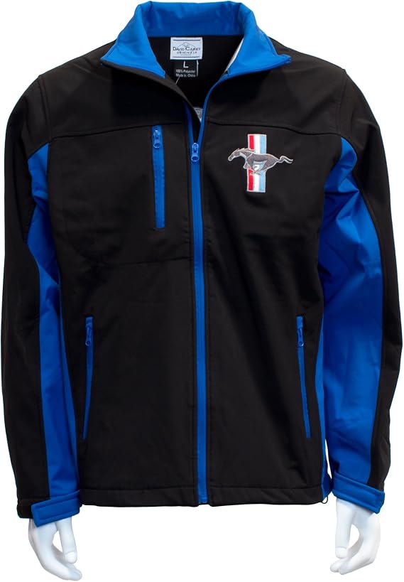 David Carey Originals Ford Mustang Softshell Windproof Work Jacket Blue & Black Zip Up