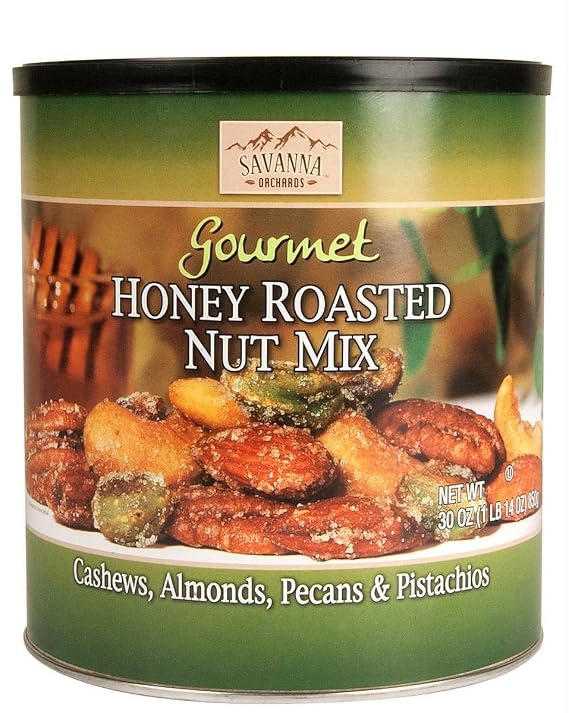 Savanna Orchards Gourmet Honey Roasted Nut Mix with Pistachios honey roasted, honey,roasted 30 Ounce