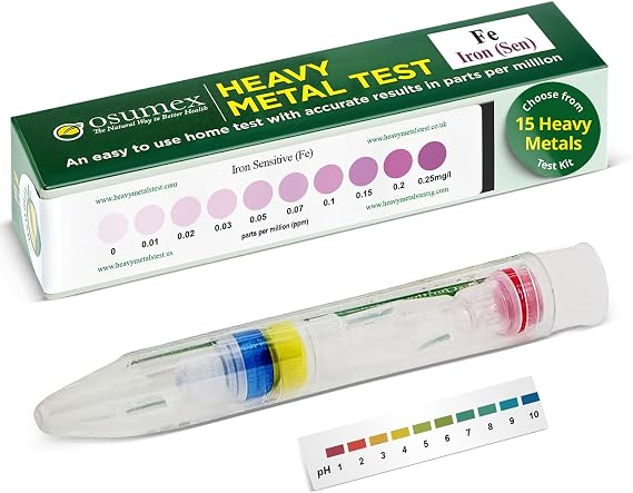 Heavy Metal Test Kits Iron Sensitive Test Kit - 1 Pack Heavy Metal Water Testing Kit, Well Water Testing for Drinking Waters, Iron Tester for Urine, Food, Waters,Tester for Metals at Home