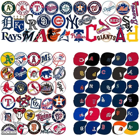 100 Pcs Sports Stickers,Baseball Stickers,Baseball Team Logo Decals,Hydroflask Bottles Waterproof Vinyl Decals(100L)