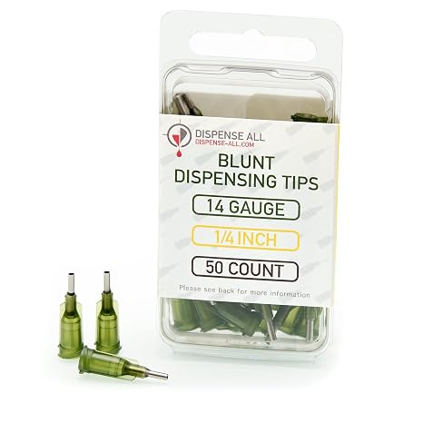 14 Gauge 1/4 Inch Blunt Tipped Dispensing Needle, Luer Lock, 50 Count