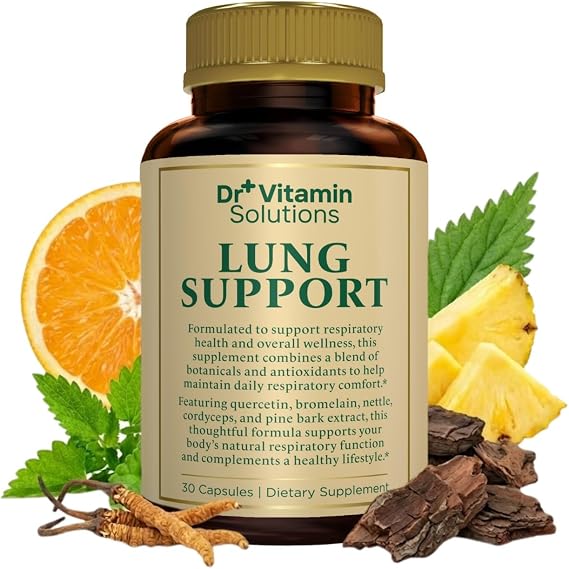 Lung Detox for Smokers, Mullein Leaf Extract, 10-in-1 Cleanse for Lungs | Respiratory Support for Breathing and Lung Health, Vitamin C, Butterbur, Quercetin - Non-GMO, Made in USA, 30 Vegan Capsules