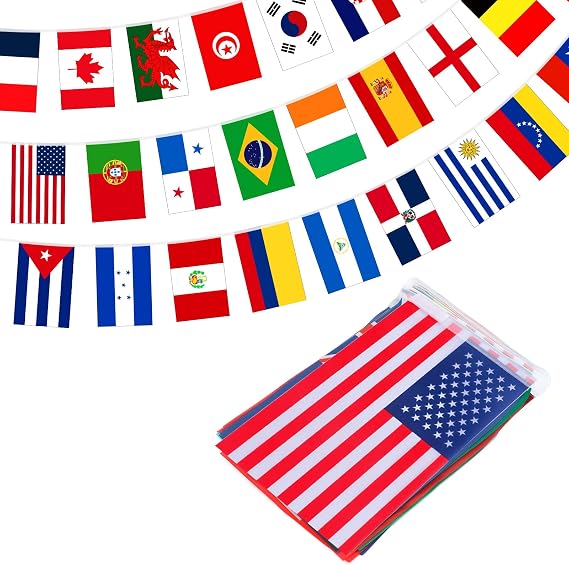 jijAcraft 200 Countries String Flag - 164 ft International Flags Pennant Banner, 8.2 x 5.5inch World Flag Banner Decoration for Bars, Sports Clubs, School Classroom, Garden