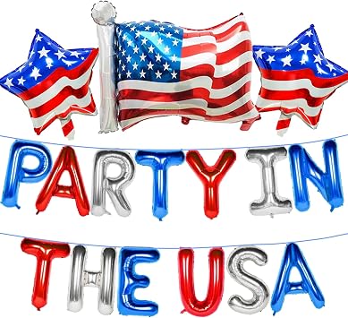 USA-Balloons Party in the USA Balloons 4th of July Red White Blue Letters Flag Stars Fourth of July Patriotic Veterans Day Election Bday Party Supply