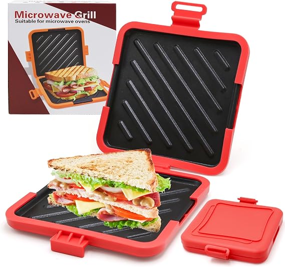 Microwave Toastie Sandwich Maker, Microwave Toastie Maker with Removable Non-Stick Plates & Silicone, Quick-cooking and Easy-Clean Micro Toastie, Perfect for Sandwiches,Paninis, and Fried Eggs