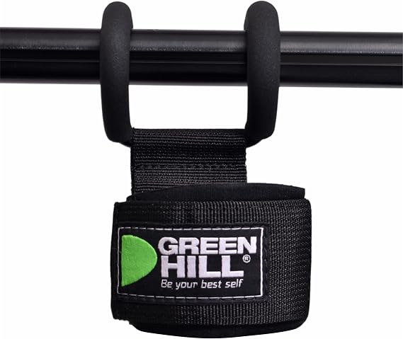 Green Hill Weight Lifting Hooks with Wrist Straps