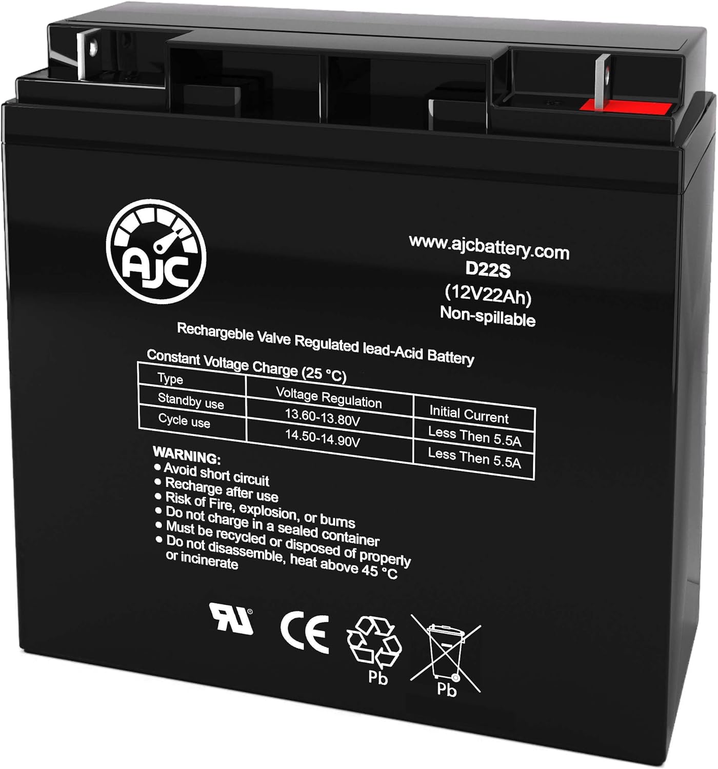 AJC Battery Compatible with Pride Mobility GoGo Elite Traveller Plus 12V 22Ah Wheelchair Battery