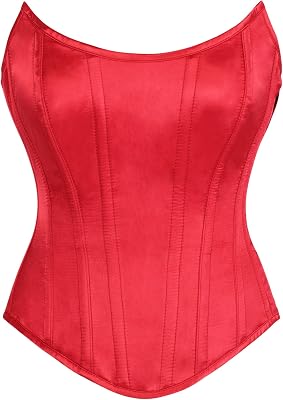 Daisy corsets Womens Daisy Corsets Womens Red Satin Steel Boned Overbust Corset Waist Cincher Bustier Top & Plus Size