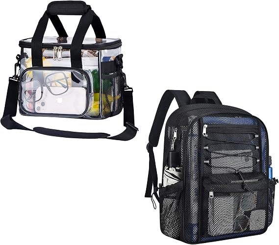 Clear Lunch Bag with Mesh Backpack for Work