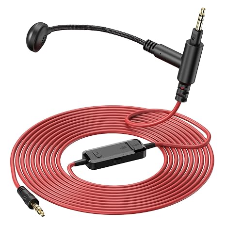 OneOdio 3.5 mm Cable with Boom Mic and Mute Volume Control for Gaming Headsets, Most Other 3.5mm Jack Headphones