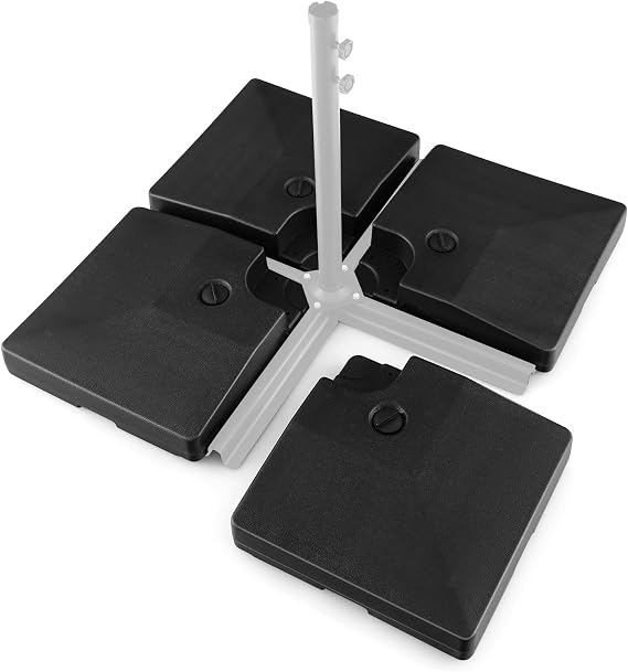 TANGZON 4PCS Cantilever Parasol Base Weights, 102 x 102 x 12 cm, Up to 128KG Water or Sand Fillable Offset Umbrella Base, Heavy Duty Square Garden Parasol Stand for Patio, Poolside, Yard