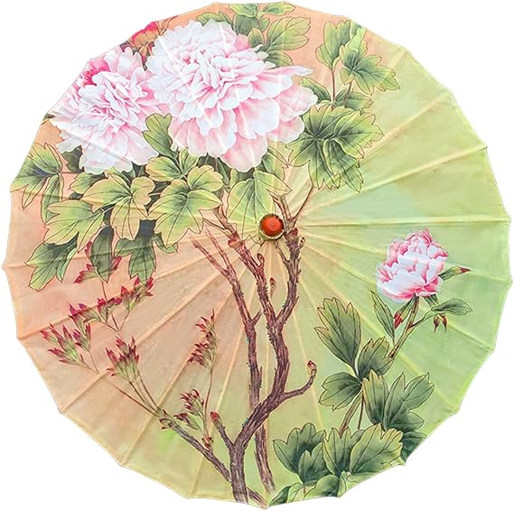 28'' Silk Faced Chinese Umbrellas for Women, Improved Oiled Paper Parasol Umbrellas for Indoor Outdoor Photo Props Wedding Decoration, Parasol Umbrella for Costumes