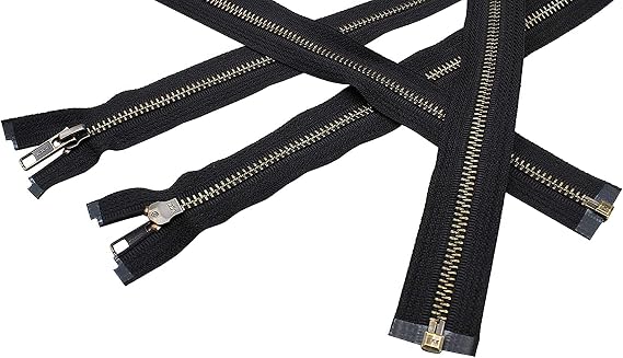 YKK Jacket Zippers #5 Antique Brass Metal Teeth Separating for Crafter's Special Color Black #580 Made in USA (2 Zippers a Pack) (29 Inches)