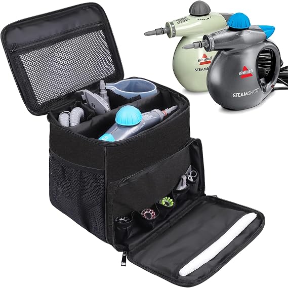 Adjustable Compartments Carry Bag Compatible with Bissell SteamShot Hard Surface Steam Cleaner 39N7V/39N7A,Travel Hand Bag with Extra Pockets for Accessories