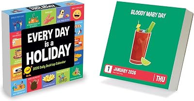 TF Publishing 2026 Every Day’s a Holiday Daily Desktop Calendar - Small Desk Calendar 2026 with Full-Color Tear-Off Pages, Fun Daily Holiday Facts & Stand-Up Easel for Home or Office - 5.25in x 5.25in