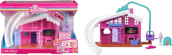 Barbie Mini Land Doll House Sets, Mini Dreamhouse with Surprise 1.5-inch Doll, Furniture & Accessories, Plus Elevator & Pool (Styles May Vary), JFY51