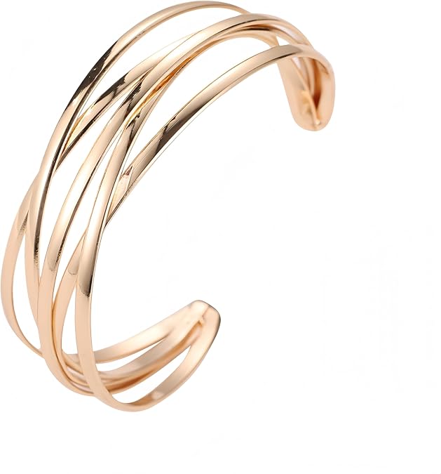 Irregular Multi-layer Wire Open Bangle Bracelet for Women