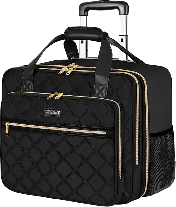 Ytonet Rolling Briefcase for Women, Extra Large 18 Inch Rolling Laptop Bag | Computer Bag with wheels for Work Travel College Business Overnight Wife Mom Teacher, Black