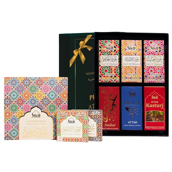Dukhni Oud Bakhoor Collection Set & Attar Oil Set Arabic Incense & Fragrance Oils | 120 pcs bakhoor & 6 attar bottles | Luxurious Long-lasting Assorted Fragrances | |