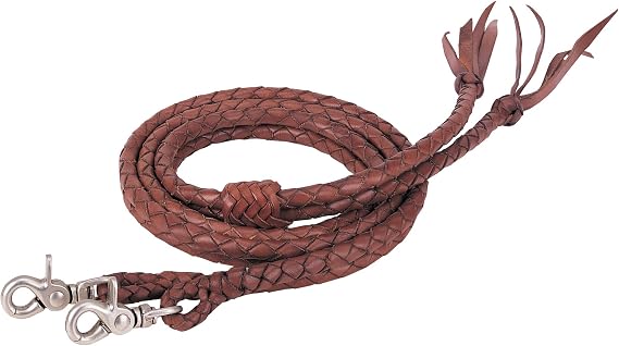 Weaver Leather Round Braided Latigo Split Reins, Brown, 1/2" x 7'