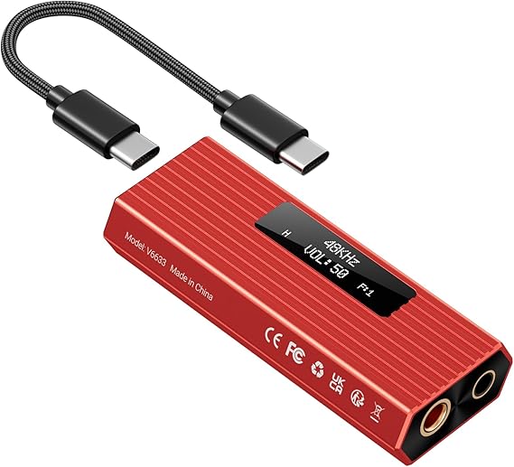 joliker USB-C DAC Headphone Amplifier Portable HiFi DAC with ES9038Q2M DSD256 PCM 384kHz/32bit Balanced 4.4mm and 3.5mm Outputs Compatible with iPhone 15/16 Android PC Mac