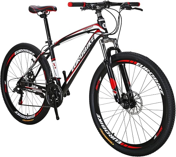 EUROBIKE Mountain Bike,OBK 27.5 Wheels Mountain Bike,Daul Disc Brakes 21 Speed,Mens Bicycle Front Suspension for Men Women