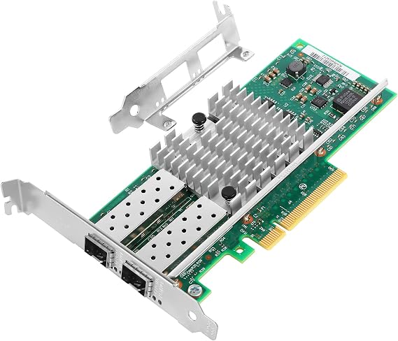 Vogzone for X520-DA2 Network Adapter, 10GbE 2X SFP+ PCIe 2.0 x8 NIC | 100MbE/1GbE/10GbE Single SFP+ Port NIC with Intel 82599ES, Compatible with Windows, Linux servers, Data Center Networking