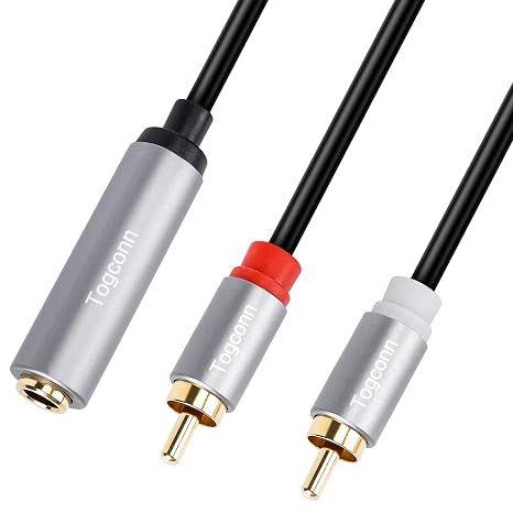 6.35mm to 2RCA Audio Cable,6.35mm 1/4 inch Female TRS to Stereo Dual RCA Male Y Splitter Audio Adapter Cable Gold Plated Plug (10 Inch/25CM)