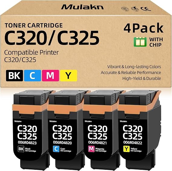 C320 C325 Toner Cartridge Compatible for Xerox 006R04820 006R04821 006R04822 006R04823 Work for Xerox C320 C325 Printer Toner Cartridge 4Pk