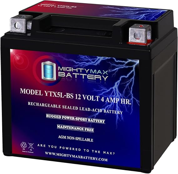 Mighty Max Battery YTX5L-BS Replacement for OEM Motorcycle Battery 12V 4AH 80CCA