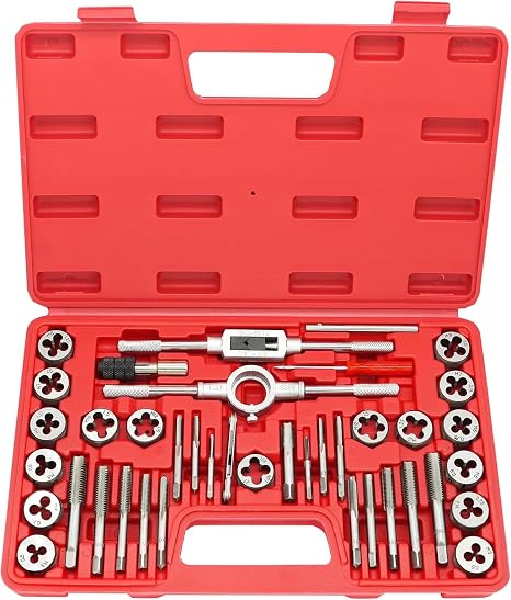 BeHappy 40PCS Tap and Die Set, Metric Size Standard M3 to M12, Threading Tool Set for Cutting External and Internal Threads with Adjustable Handles, Complete Accessories and Storage Case