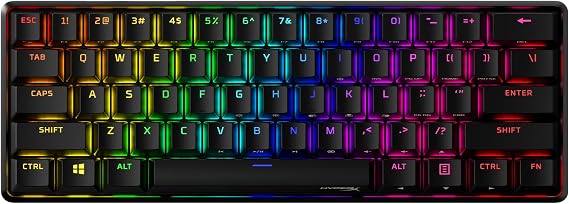 HyperX Alloy Origins 60 - Mechanical Gaming Keyboard - Ultra Compact 60% Form Factor - Tactile Aqua Switch - Double Shot PBT Keycaps - RGB LED Backlit - NGENUITY Software Compatible,Black