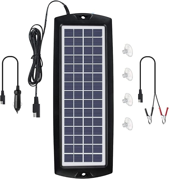 Sunway Solar Solar Car Battery Trickle Charger & Maintainer 12V Solar Panel Power Kit Portable for Car Automotive RV Marine Boat Motorcycle Truck Trailer Tractor Powersports Snowmobile Farm Equipment