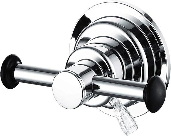 BOPai Stylish Suction Cup Hooks for Shower, Chrome | Repositionable & Powerful Vacuum Suction
