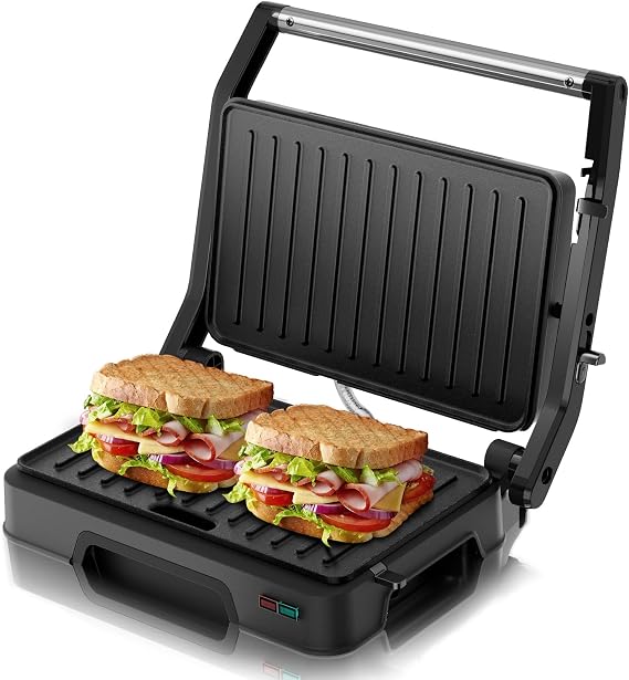 Panini Press Grill, 850W Sandwich Toaster with Non-Stick Plates